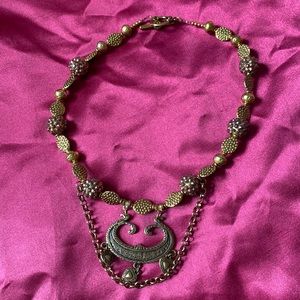 VINTAGE GOLD TONE, BROWN NECKLACE